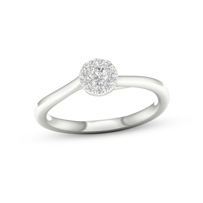 Multi-Diamond Center Round Promise Ring 1/6 ct tw Round-cut Sterling Silver