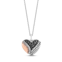 Disney Treasures The Nightmare Before Christmas Diamond Heart Necklace 1/6 ct tw Sterling Silver & 10K Rose Gold 17&quot;