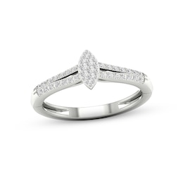 Multi-Diamond Center Marquise Promise Ring 1/6 ct tw Round-cut Sterling Silver