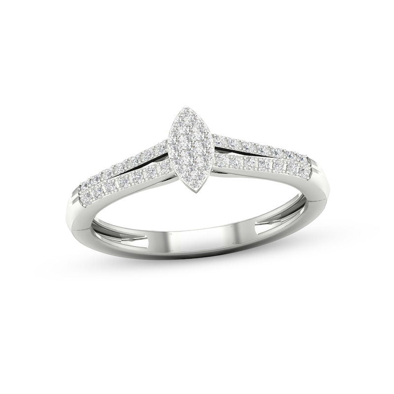 Main Image 1 of Multi-Diamond Center Marquise Promise Ring 1/6 ct tw Round-cut Sterling Silver