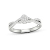 Thumbnail Image 1 of Multi-Diamond Center Oval Twist Promise Ring 1/6 ct tw Round-cut Sterling Silver