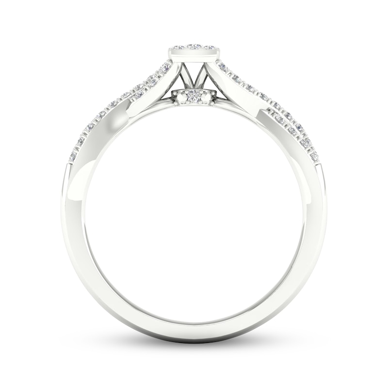 Multi-Diamond Cushion Twist Promise Ring 1/6 ct tw Sterling Silver