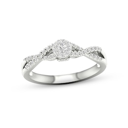 Multi-Diamond Circle Twist Promise Ring 1/6 ct tw Sterling Silver