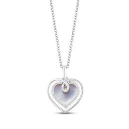 Hallmark Diamonds Mother of Pearl Heart Necklace 1/15 ct tw Sterling Silver 18&quot;