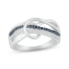 Thumbnail Image 1 of Black & White Diamond Twist Ring 1/6 ct tw Round-cut Sterling Silver