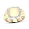 Thumbnail Image 1 of Diamond Smooth Cushion Signet Ring 1/5 ct tw Round-cut 10K Yellow Gold