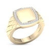 Thumbnail Image 2 of Diamond Smooth Cushion Signet Ring 1/5 ct tw Round-cut 10K Yellow Gold