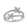 Thumbnail Image 1 of Diamond Flower Split Shank Ring 1/2 ct tw Round-cut 10K White Gold