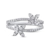 Thumbnail Image 3 of Diamond Flower Split Shank Ring 1/2 ct tw Round-cut 10K White Gold