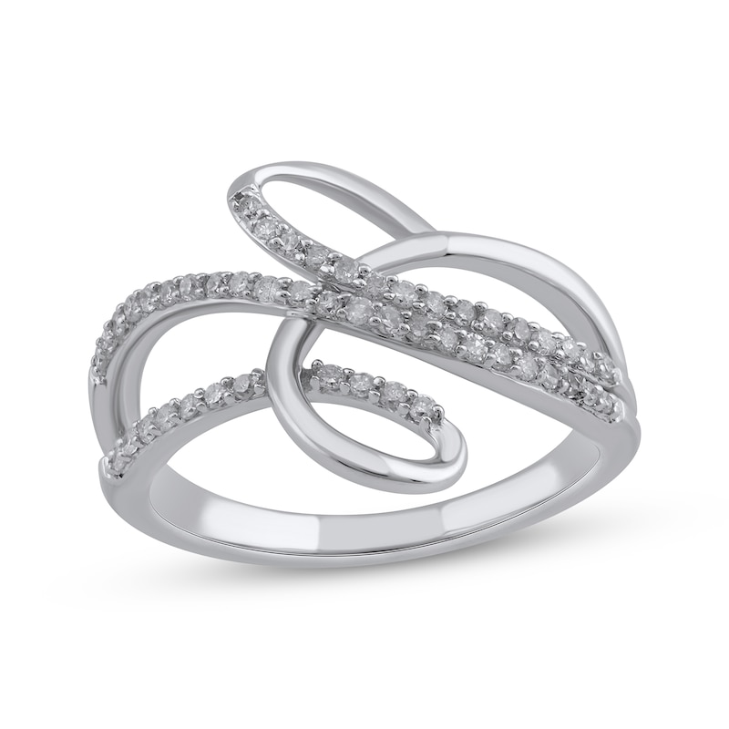 Diamond Swirl Bypass Ring 1/4 ct tw Round-cut 10K White Gold