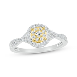 Diamond Twist Promise Ring 1/4 ct tw Round-cut 10K Two-Tone Gold