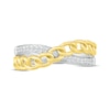 Thumbnail Image 2 of Diamond Chain Link Crossover Ring 1/10 ct tw Round-cut Sterling Silver & 10K Yellow Gold