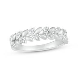 Diamond Leaves Ring 1/10 ct tw Sterling Silver