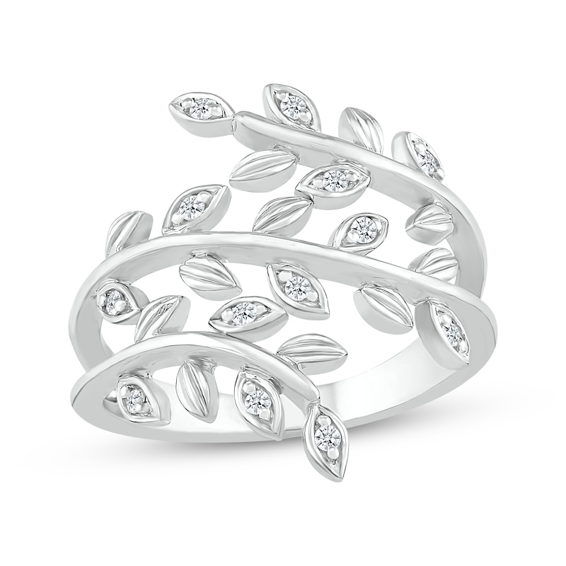 Diamond Branch Bypass Ring 1/10 ct tw Sterling Silver