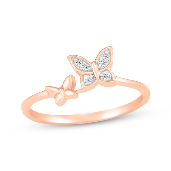Diamond Butterfly Ring 1/20 ct tw 10K Rose Gold