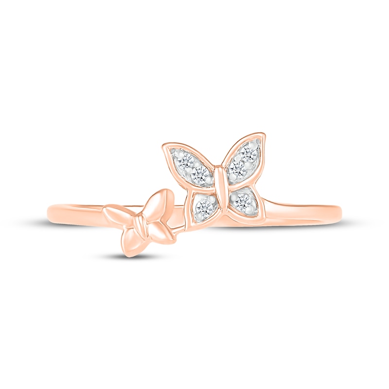 Main Image 3 of Diamond Butterfly Ring 1/20 ct tw 10K Rose Gold