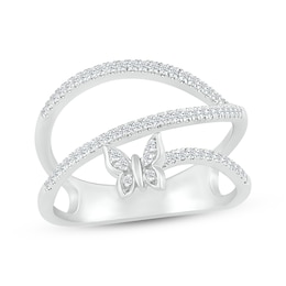 Diamond Butterfly Orbit Ring 1/4 ct tw Sterling Silver