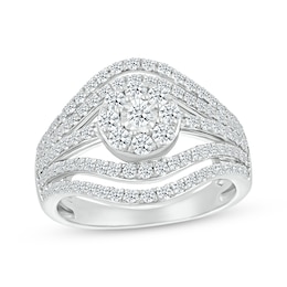 Diamond Double Contour Ring 1 ct tw 10K White Gold