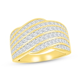 Diamond Multi-Row Swoop Ring 1 ct tw 10K Yellow Gold