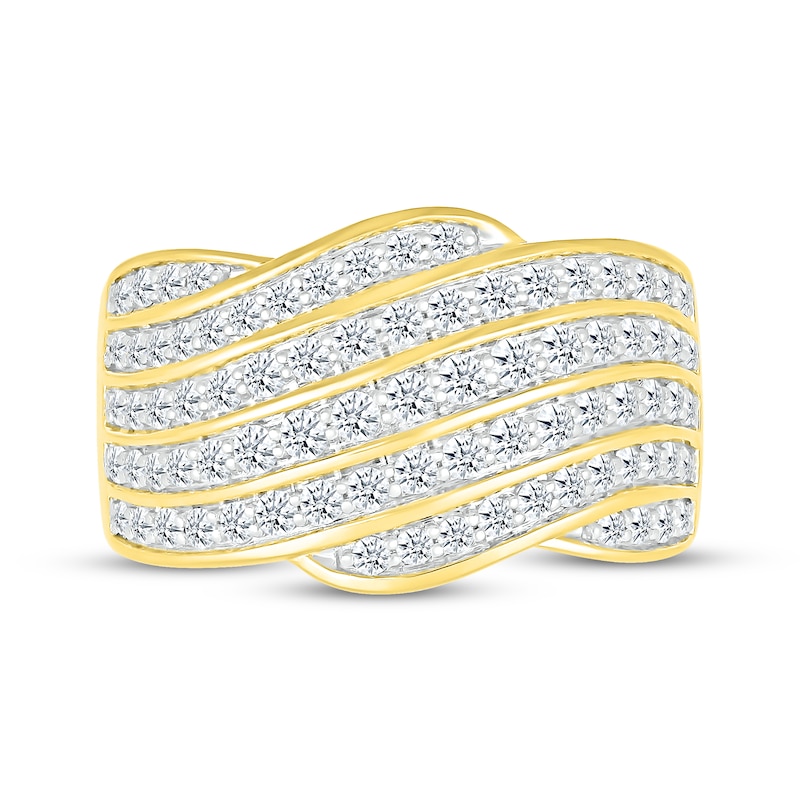 Main Image 3 of Diamond Multi-Row Swoop Ring 1 ct tw 10K Yellow Gold