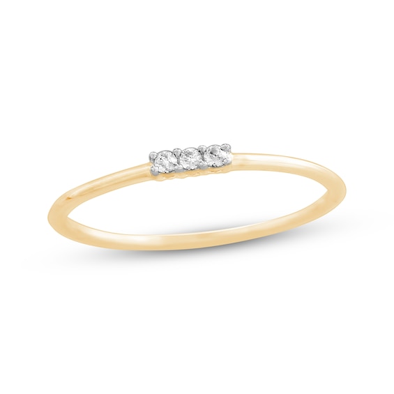 Diamond Three-Stone Stackable Ring 10K Yellow Gold