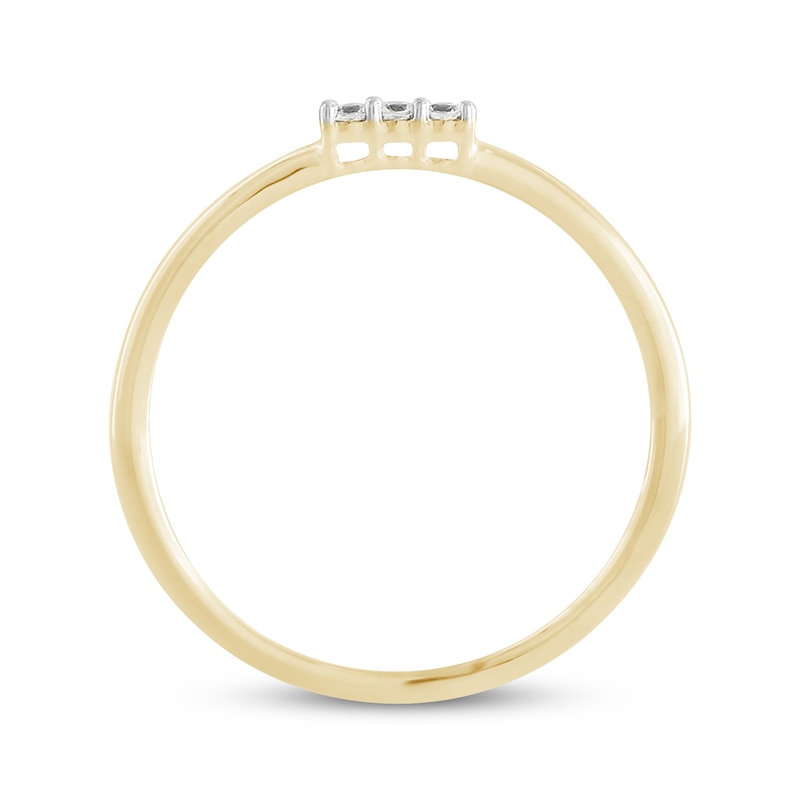 Diamond Three-Stone Stackable Ring 10K Yellow Gold