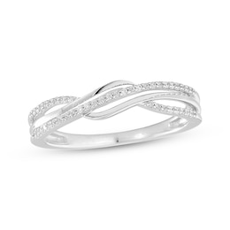 Diamond Wave Crossover Ring 1/8 ct tw 10K White Gold