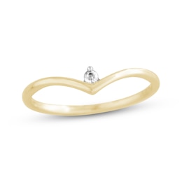 Diamond Solitaire Chevron Ring 10K Yellow Gold