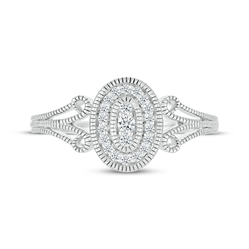 Main Image 3 of Diamond Oval Promise Ring 1/8 ct tw 10K White Gold