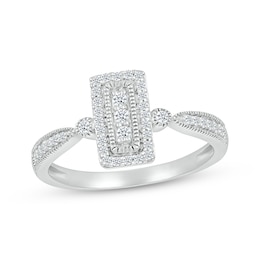 Diamond Rectangle Promise Ring 1/5 ct tw 10K White Gold