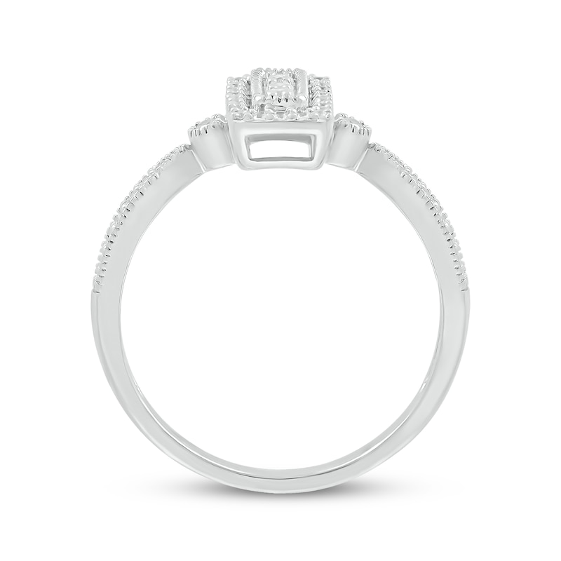 Main Image 2 of Diamond Rectangle Promise Ring 1/5 ct tw 10K White Gold