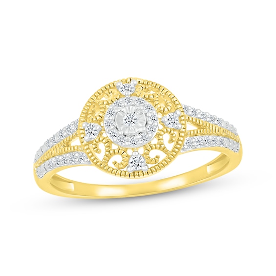 Diamond Filigree Promise Ring 1/6 ct tw 10K Yellow Gold
