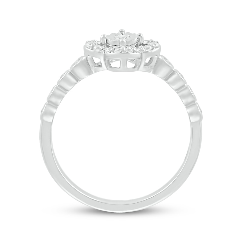 Main Image 2 of Diamond Clover Bezel Promise Ring 1/5 ct tw 10K White Gold