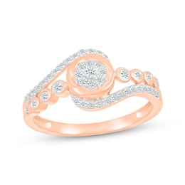 Multi-Diamond Swirl Halo Promise Ring 1/4 ct tw 10K Rose Gold