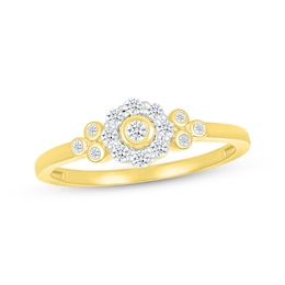 Diamond Bezel Halo Promise Ring 1/5 ct tw 10K Yellow Gold