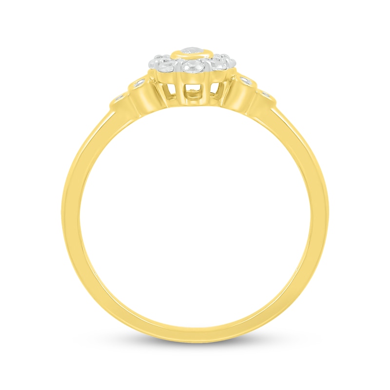 Main Image 2 of Diamond Bezel Halo Promise Ring 1/5 ct tw 10K Yellow Gold