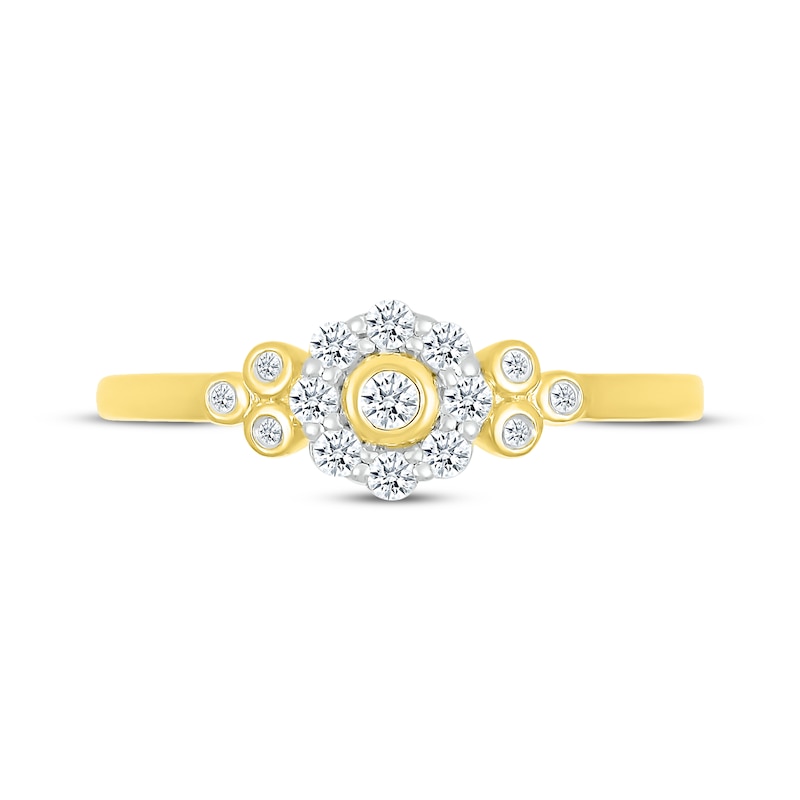 Main Image 3 of Diamond Bezel Halo Promise Ring 1/5 ct tw 10K Yellow Gold