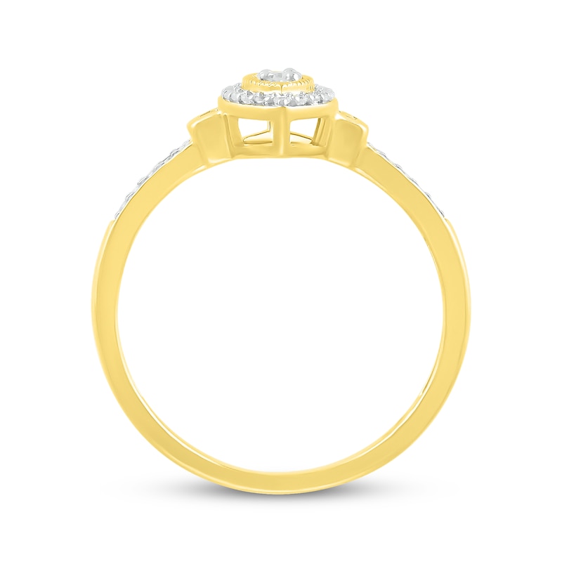 Baguette & Round-Cut Multi-Diamond Marquise Promise Ring 1/5 ct tw 10K ...