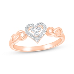 Diamond Heart Halo Promise Ring 1/8 ct tw 10K Rose Gold