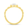 Thumbnail Image 2 of Round-Cut Diamond Heart Halo Chain Link Promise Ring 1/8 ct tw 10K Yellow Gold