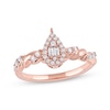 Thumbnail Image 1 of Baguette & Round-Cut Multi-Diamond Teardrop Halo Promise Ring 1/4 ct tw 10K Rose Gold