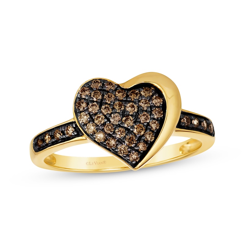 Godiva x Le Vian Diamond Heart Ring 1/3 ct tw 14K Honey Gold