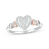 Thumbnail Image 0 of Multi-Diamond Center Heart Promise Ring 1/6 ct tw Sterling Silver & 10K Rose Gold