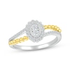 Thumbnail Image 0 of Multi-Diamond Center Oval Scalloped Frame Promise Ring 1/4 ct tw 10K Yellow Gold & Sterling Silver