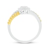 Thumbnail Image 1 of Multi-Diamond Center Oval Scalloped Frame Promise Ring 1/4 ct tw 10K Yellow Gold & Sterling Silver