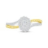 Thumbnail Image 2 of Multi-Diamond Center Oval Scalloped Frame Promise Ring 1/4 ct tw 10K Yellow Gold & Sterling Silver
