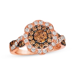 Le Vian Chocolate Twist Diamond Ring 1-1/3 ct tw 14K Strawberry Gold