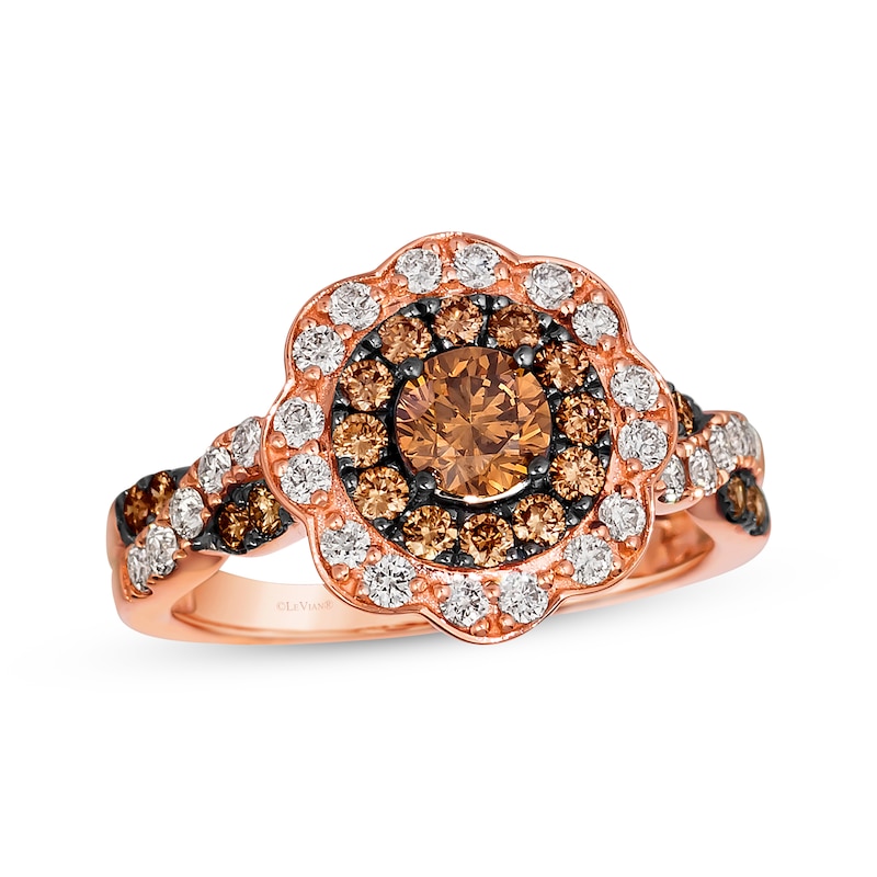 Main Image 1 of Le Vian Chocolate Twist Diamond Ring 1-1/3 ct tw 14K Strawberry Gold