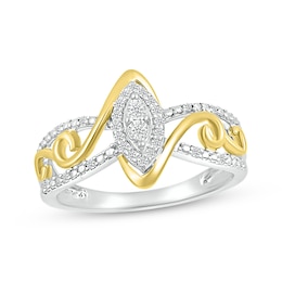 Diamond Swirl Promise Ring 1/8 ct tw Sterling Silver & 10K Yellow Gold