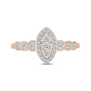 Multi-Diamond Center Marquise Frame Promise Ring 1/5 ct tw 10K Rose ...